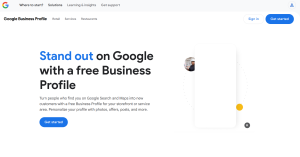 Screenshot of Google Business Profile Manager site page displaying prompt to create a free Business Profile.